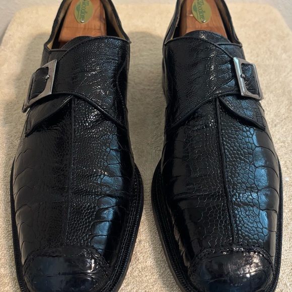 Belvedere Bolero Ostrich Moc Toe Dress Shoe – Black